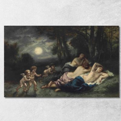 The Sleep Of The Nymphs At Night Narcisse-Virgile Diaz de La Peña nvd42 canvas print 