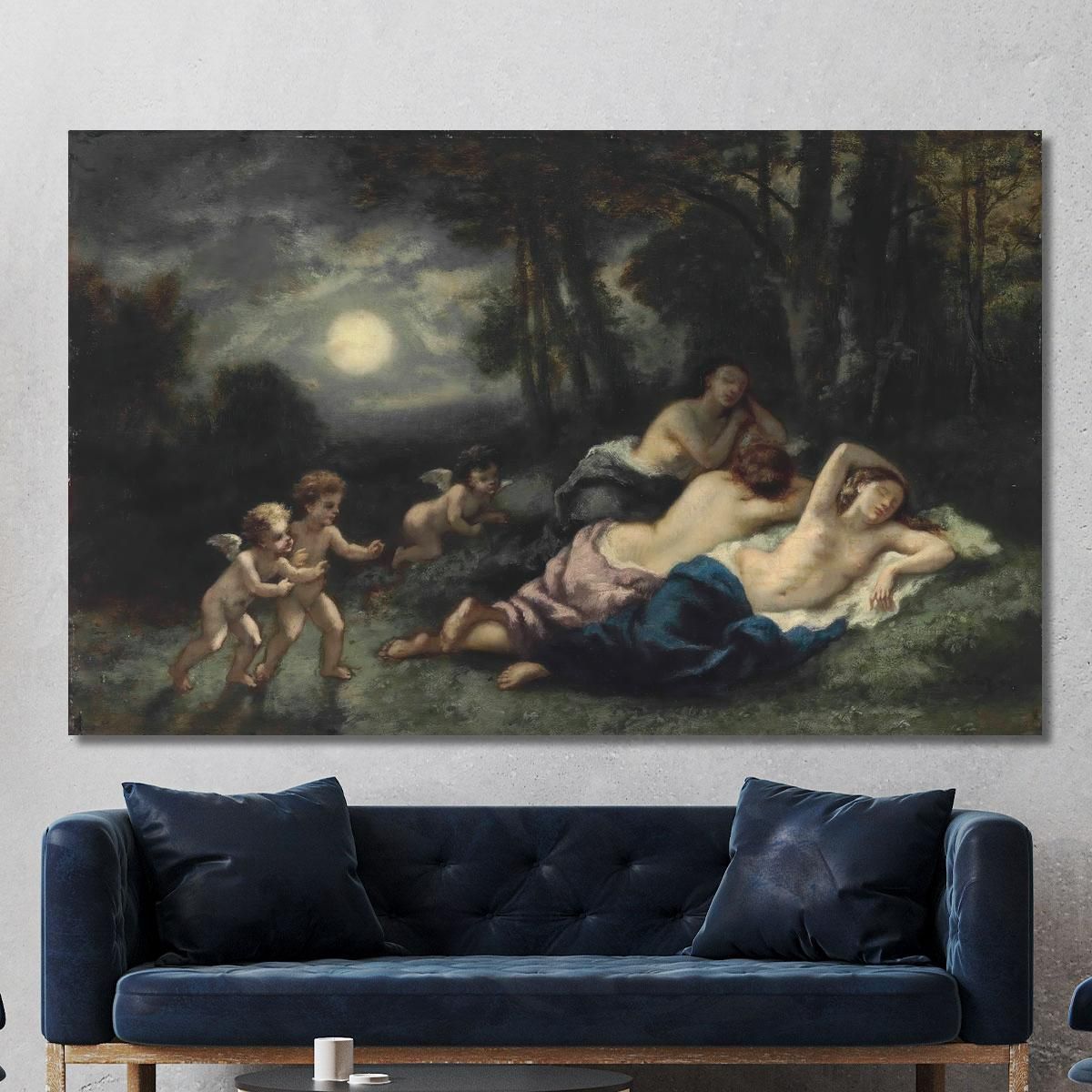 The Sleep Of The Nymphs At Night Narcisse-Virgile Diaz de La Peña nvd42 canvas print 