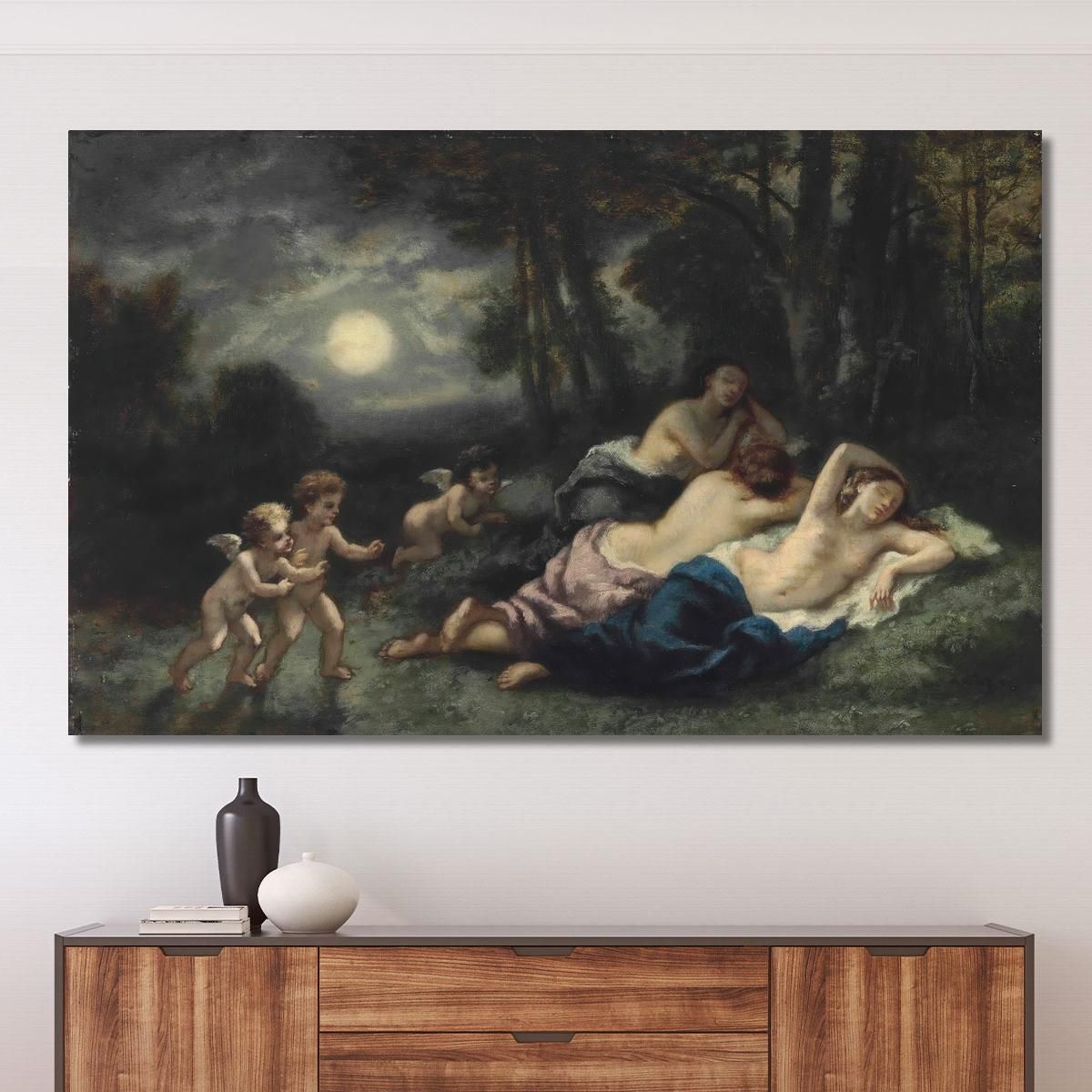 The Sleep Of The Nymphs At Night Narcisse-Virgile Diaz de La Peña nvd42 canvas print 