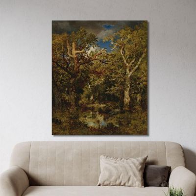 Pond In The Forest With Half-Dead Oak Narcisse-Virgile Diaz de La Peña nvd48 canvas print 