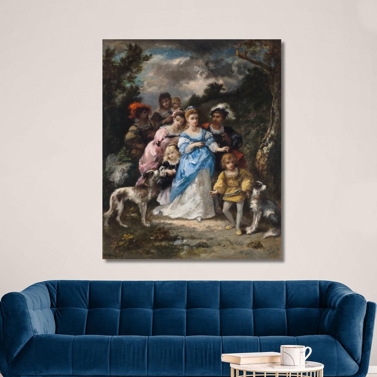 Stroll In A Blue Dress Narcisse-Virgile Diaz de La Peña nvd58 canvas print 