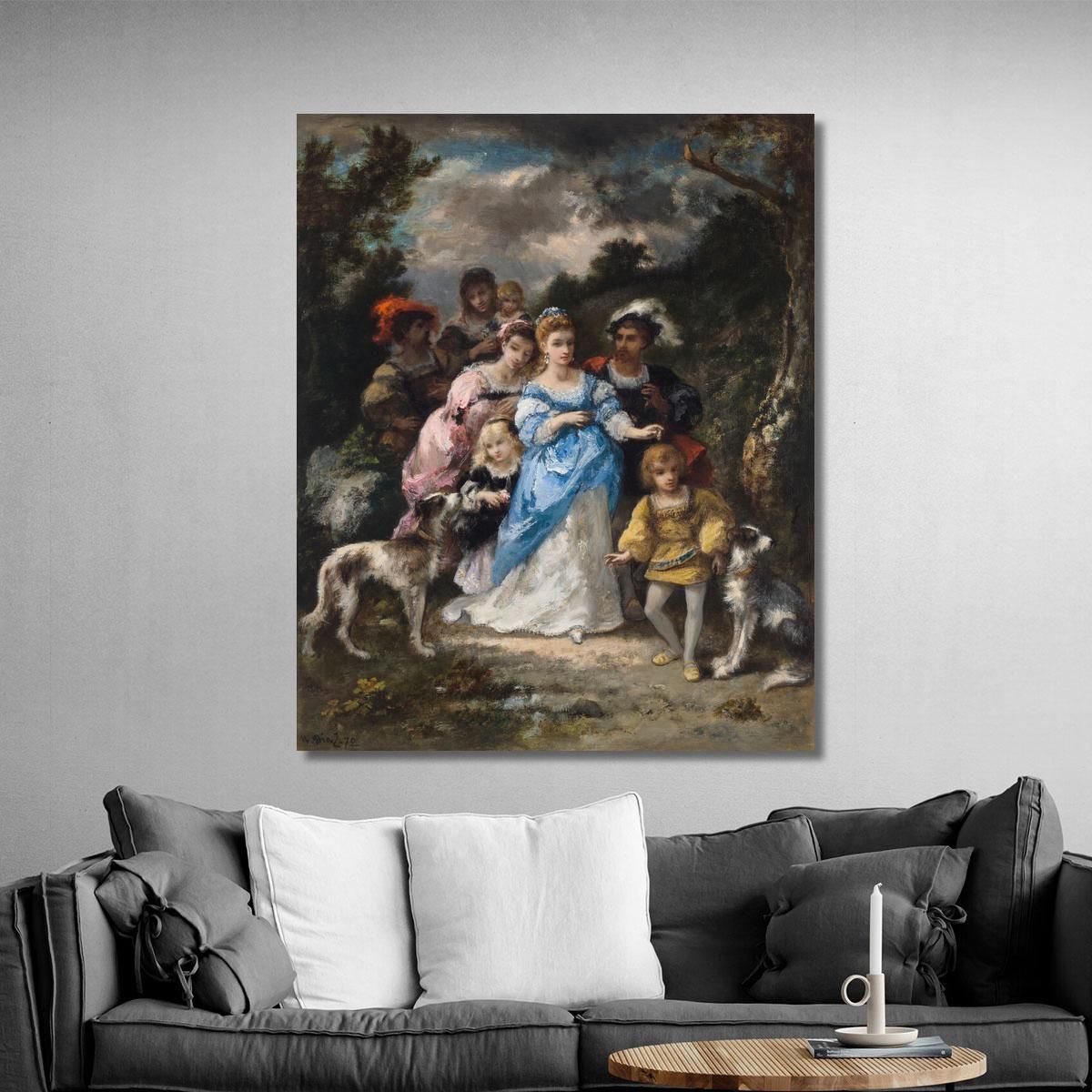 Stroll In A Blue Dress Narcisse-Virgile Diaz de La Peña nvd58 canvas print 