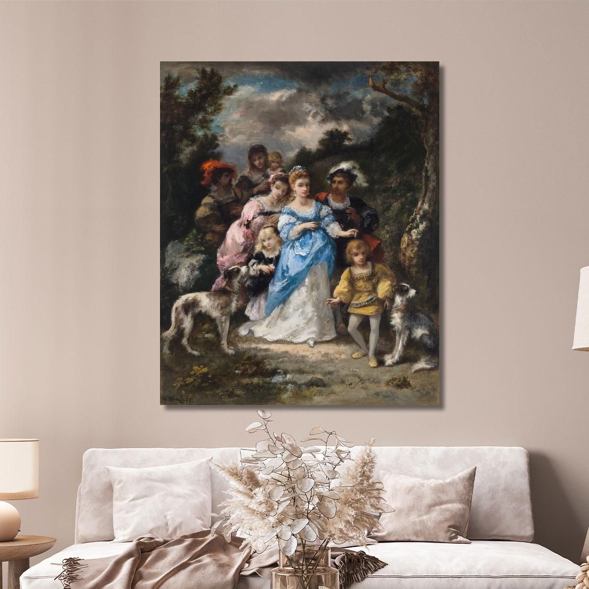 Stroll In A Blue Dress Narcisse-Virgile Diaz de La Peña nvd58 canvas print 