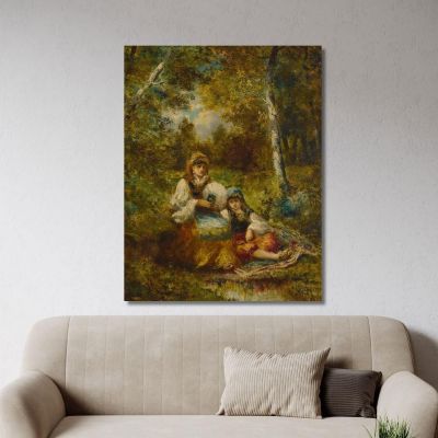 Rest Of Gypsy Women In The Forest (Sketch) Narcisse-Virgile Diaz de La Peña nvd60 canvas print 