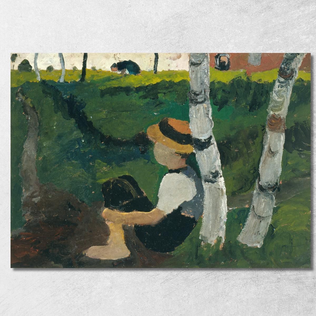 Boy On The Way Under Birch Trees Paula Modersohn-Becker pmb4 canvas print Boy On The Way Under Birch Trees Paula Modersohn-Becker pmb4 canvas print