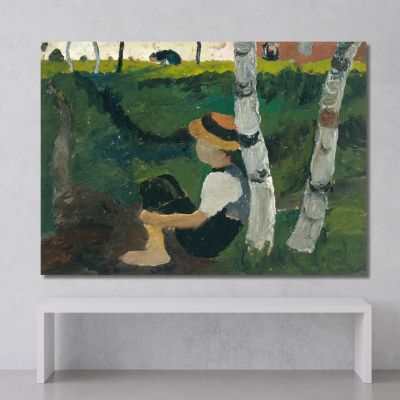 Boy On The Way Under Birch Trees Paula Modersohn-Becker pmb4 canvas print Boy On The Way Under Birch Trees Paula Modersohn-Becker pmb4 canvas print