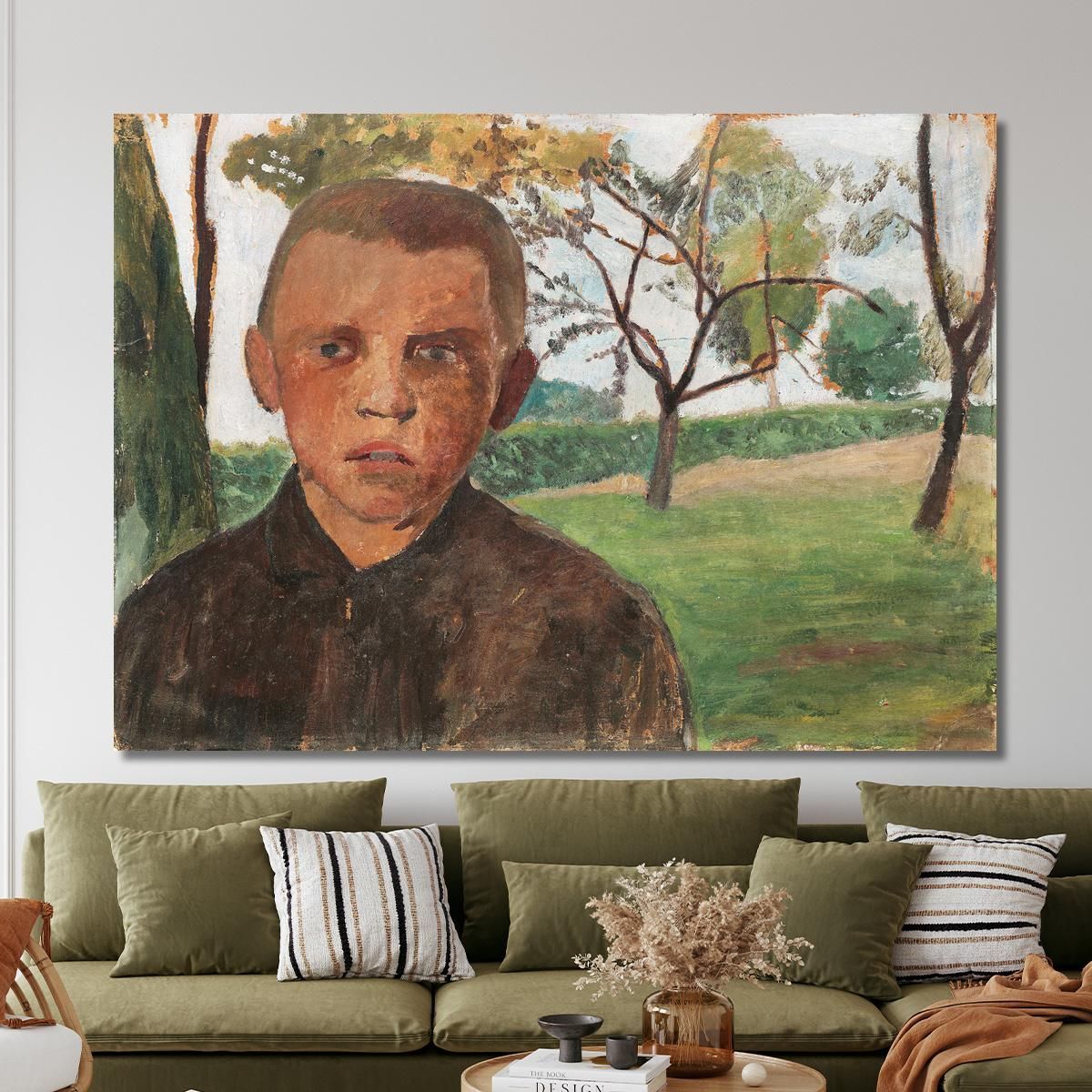 Bust Of A Boy In Front Of Apple Trees Paula Modersohn-Becker pmb5 canvas print 
