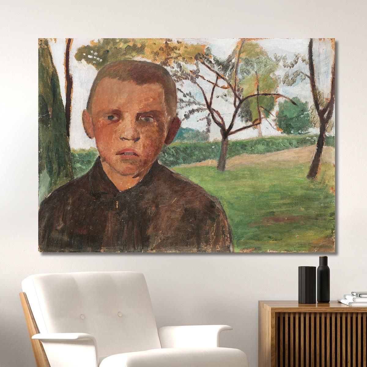 Bust Of A Boy In Front Of Apple Trees Paula Modersohn-Becker pmb5 canvas print 