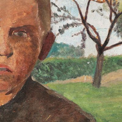 Bust Of A Boy In Front Of Apple Trees Paula Modersohn-Becker pmb5 canvas print