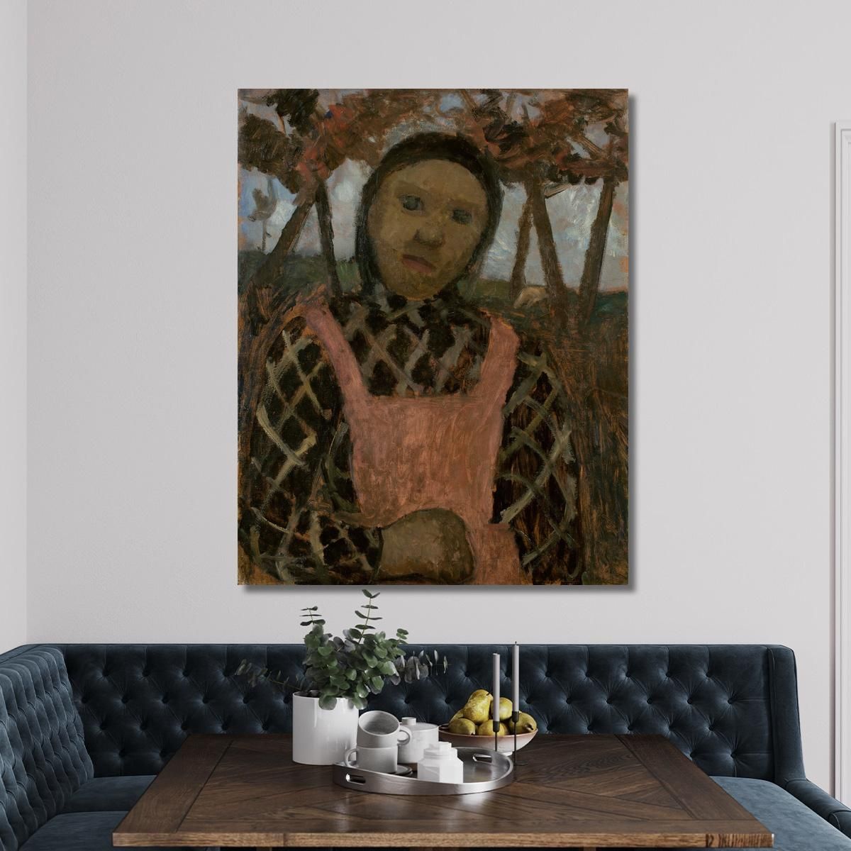 Girl At Dusk With Plaid Blouse Paula Modersohn-Becker pmb17 canvas print 