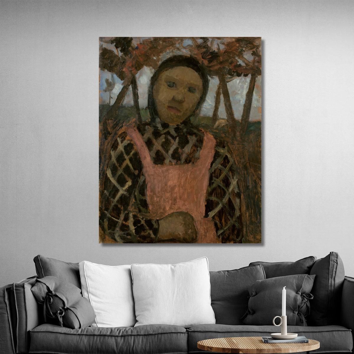 Girl At Dusk With Plaid Blouse Paula Modersohn-Becker pmb17 canvas print 