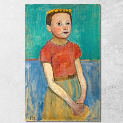 Half Figure Of A Girl With A Yellow Wreath In Her Hair Paula Modersohn-Becker pmb22 canvas print 