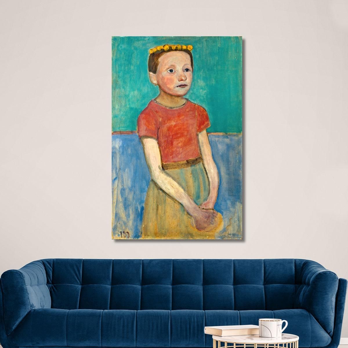 Half Figure Of A Girl With A Yellow Wreath In Her Hair Paula Modersohn-Becker pmb22 canvas print 