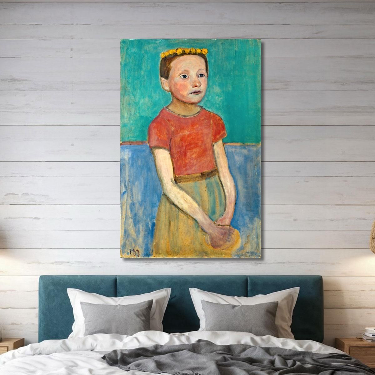 Half Figure Of A Girl With A Yellow Wreath In Her Hair Paula Modersohn-Becker pmb22 canvas print 