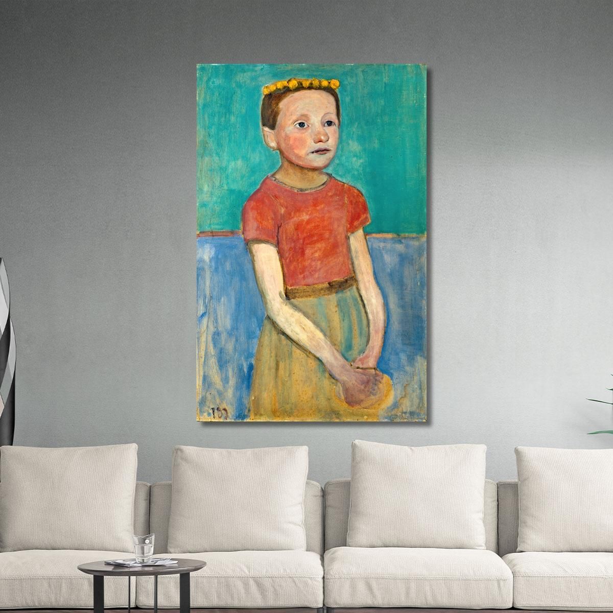 Half Figure Of A Girl With A Yellow Wreath In Her Hair Paula Modersohn-Becker pmb22 canvas print 