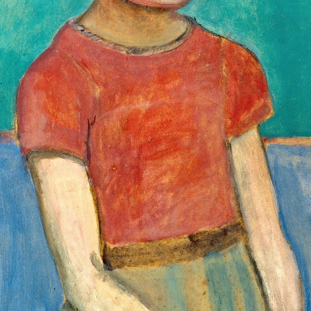 Half Figure Of A Girl With A Yellow Wreath In Her Hair Paula Modersohn-Becker pmb22 canvas print