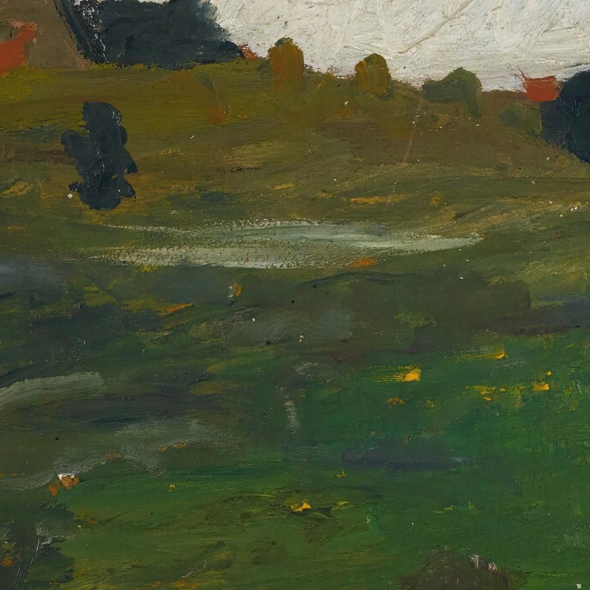 Landscape With Bush And Red Houses Paula Modersohn-Becker pmb29 canvas print