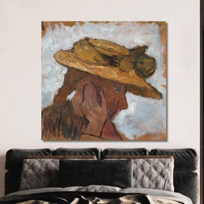 Girl With Straw Hat In Profile Facing Right Paula Modersohn-Becker pmb32 canvas print 