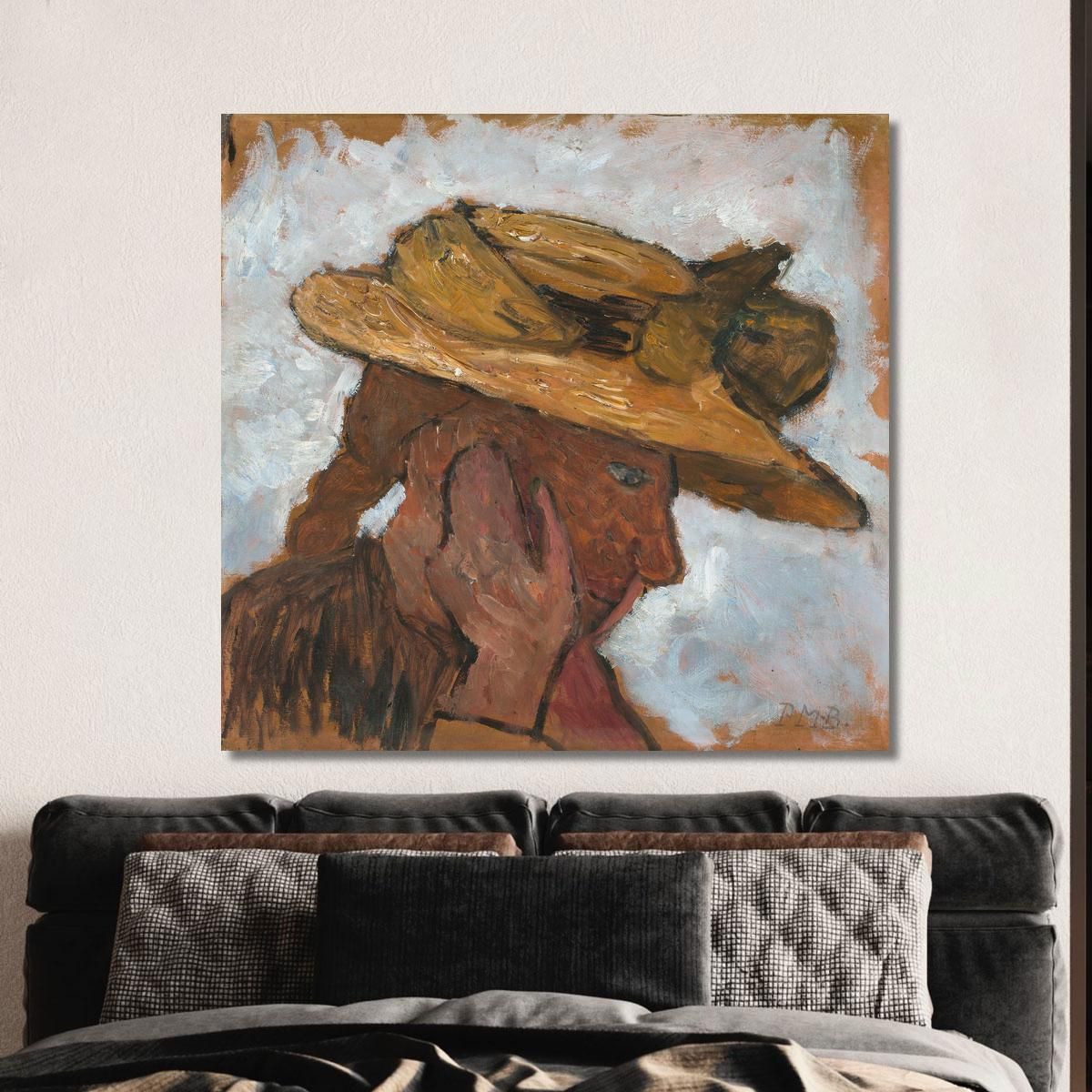 Girl With Straw Hat In Profile Facing Right Paula Modersohn-Becker pmb32 canvas print 
