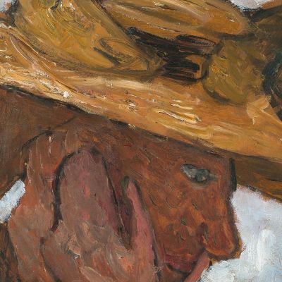 Girl With Straw Hat In Profile Facing Right Paula Modersohn-Becker pmb32 canvas print