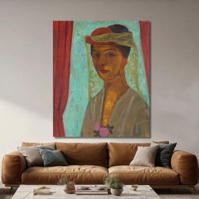 Self-Portrait With Hat And Veil Paula Modersohn-Becker, pmb42 ภาพพิมพ์บนผ้าใบแคนวาส