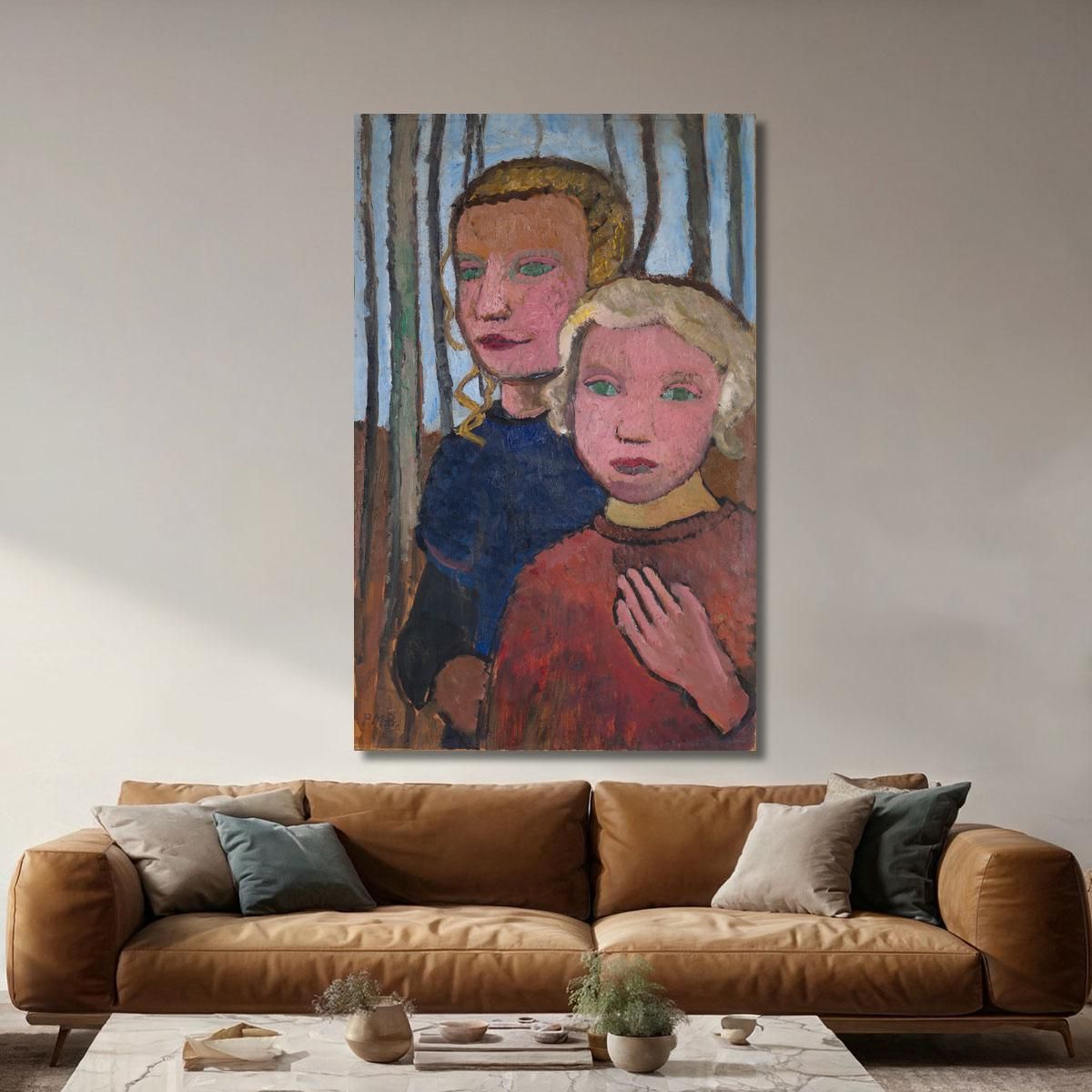 Two Girls In Front Of Birch Trees Paula Modersohn-Becker pmb51 canvas print 