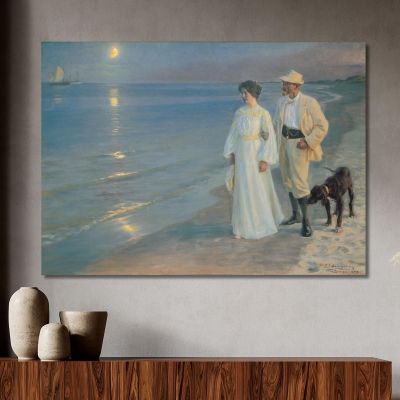 Summer Evening On The Beach At Skagen. The Painter And His Wife Peder Severin Krøyer psk56 canvas print 