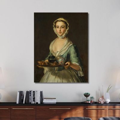 A Young Woman Carrying A Tea Tray Philippe Mercier pmr1 canvas print 