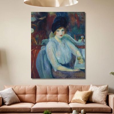 Café Lafayette Portrait Of Kay Laurell William James Glackens wjg13 canvas print 