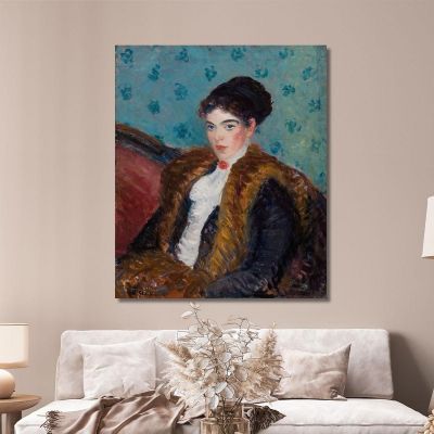 Girl With Fox Furs William James Glackens wjg21 canvas print 