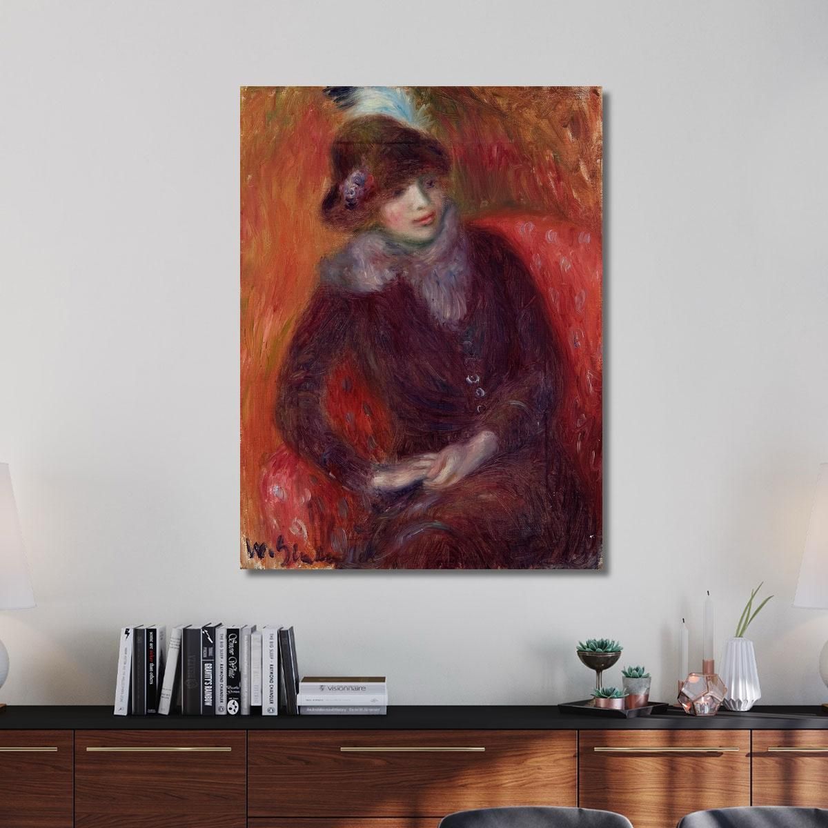 Seated Woman With Fur Neckpiece And Red Background William James Glackens wjg43 canvas print 