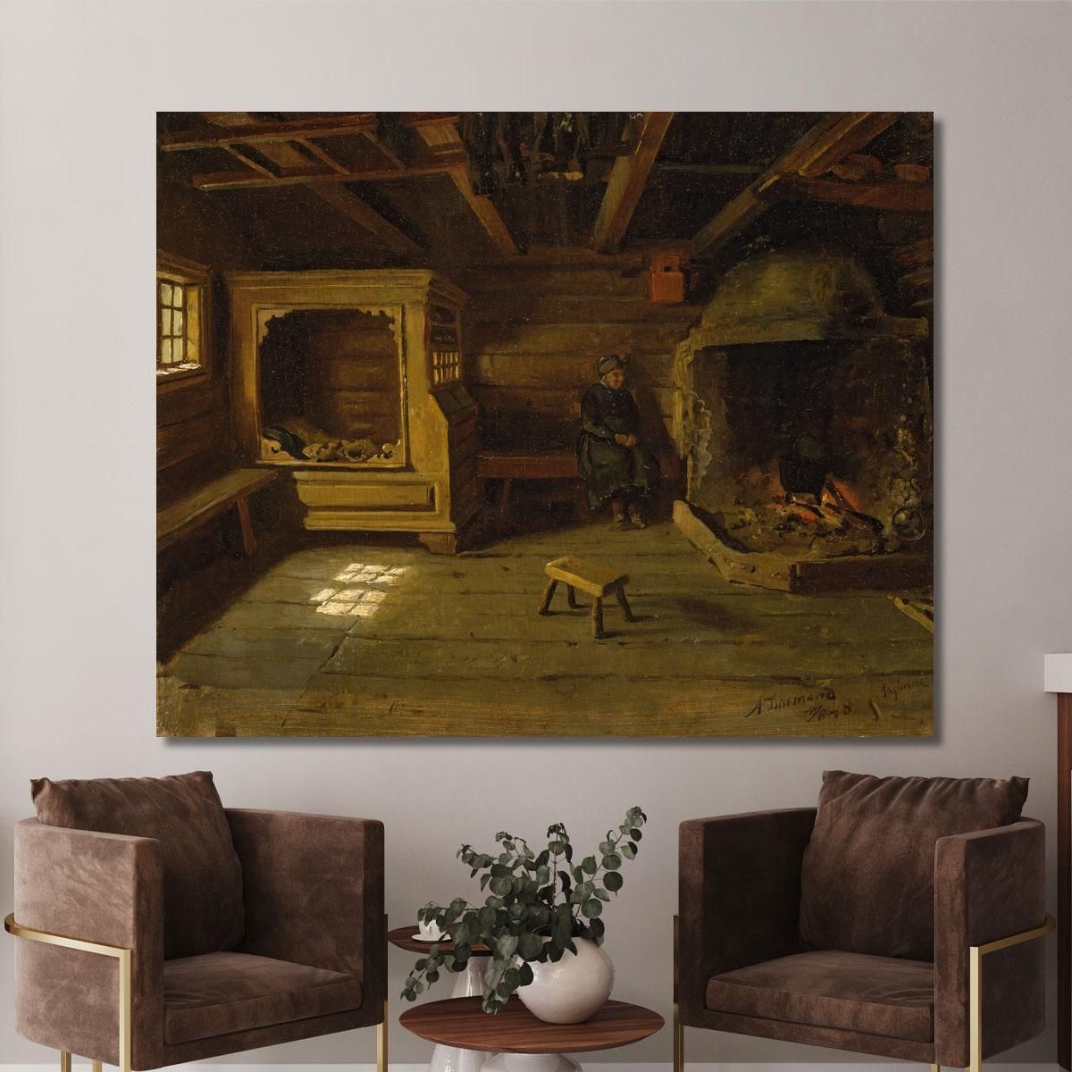 Farm Interior From Skjønne In Numedal Adolph Tidemand atd19 canvas print 