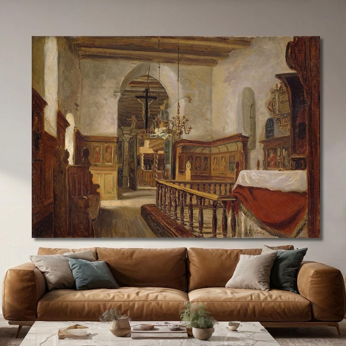 Interior From The Church At Voss Adolph Tidemand atd34 canvas print 