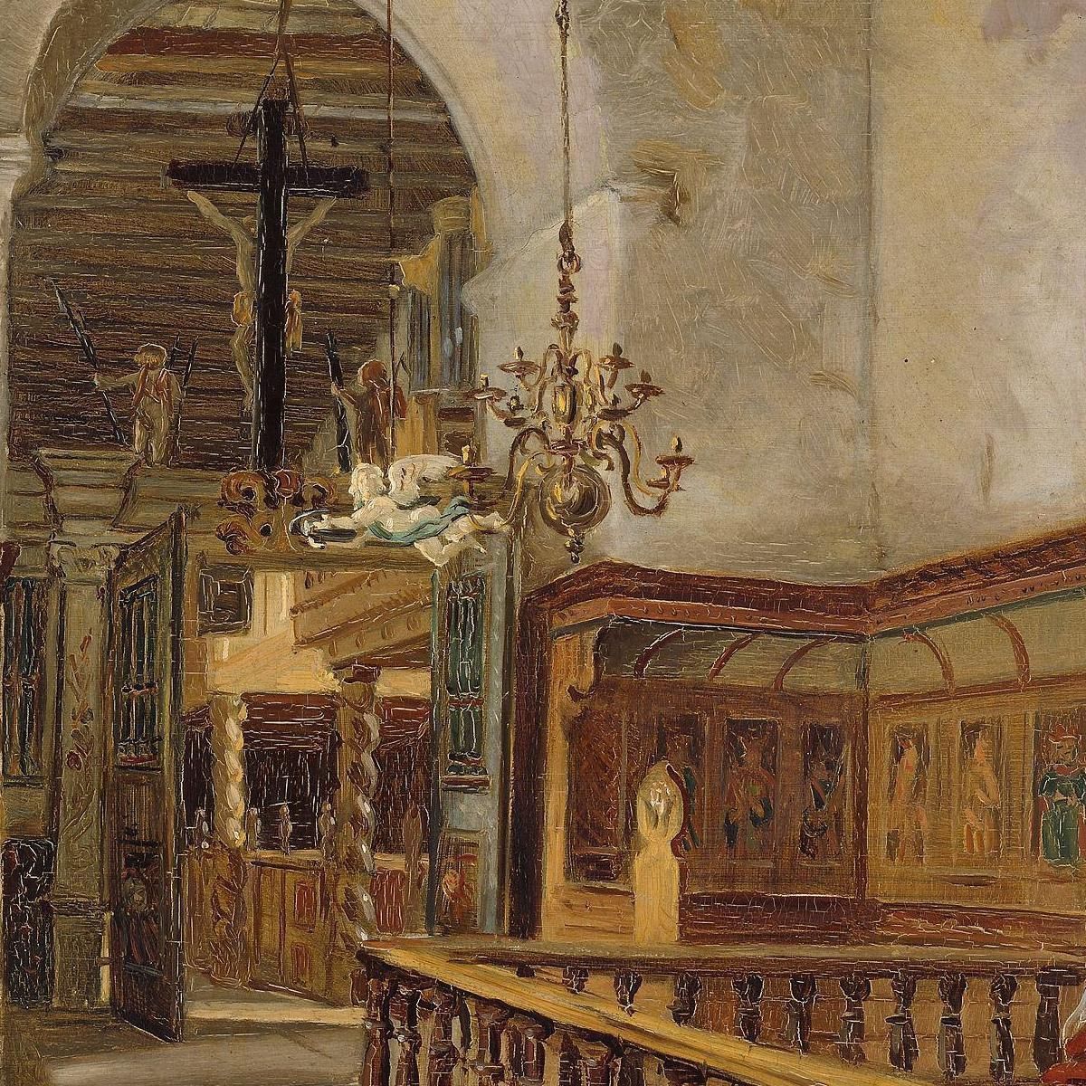 Interior From The Church At Voss Adolph Tidemand atd34 canvas print