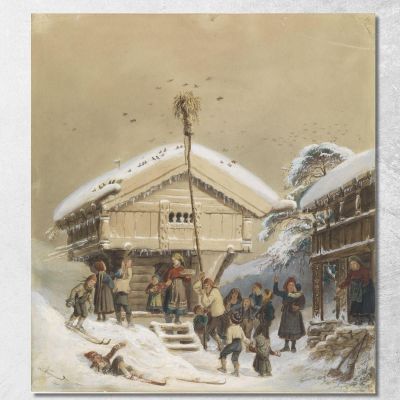 Norwegian Christmas Customs Adolph Tidemand atd44 canvas print 