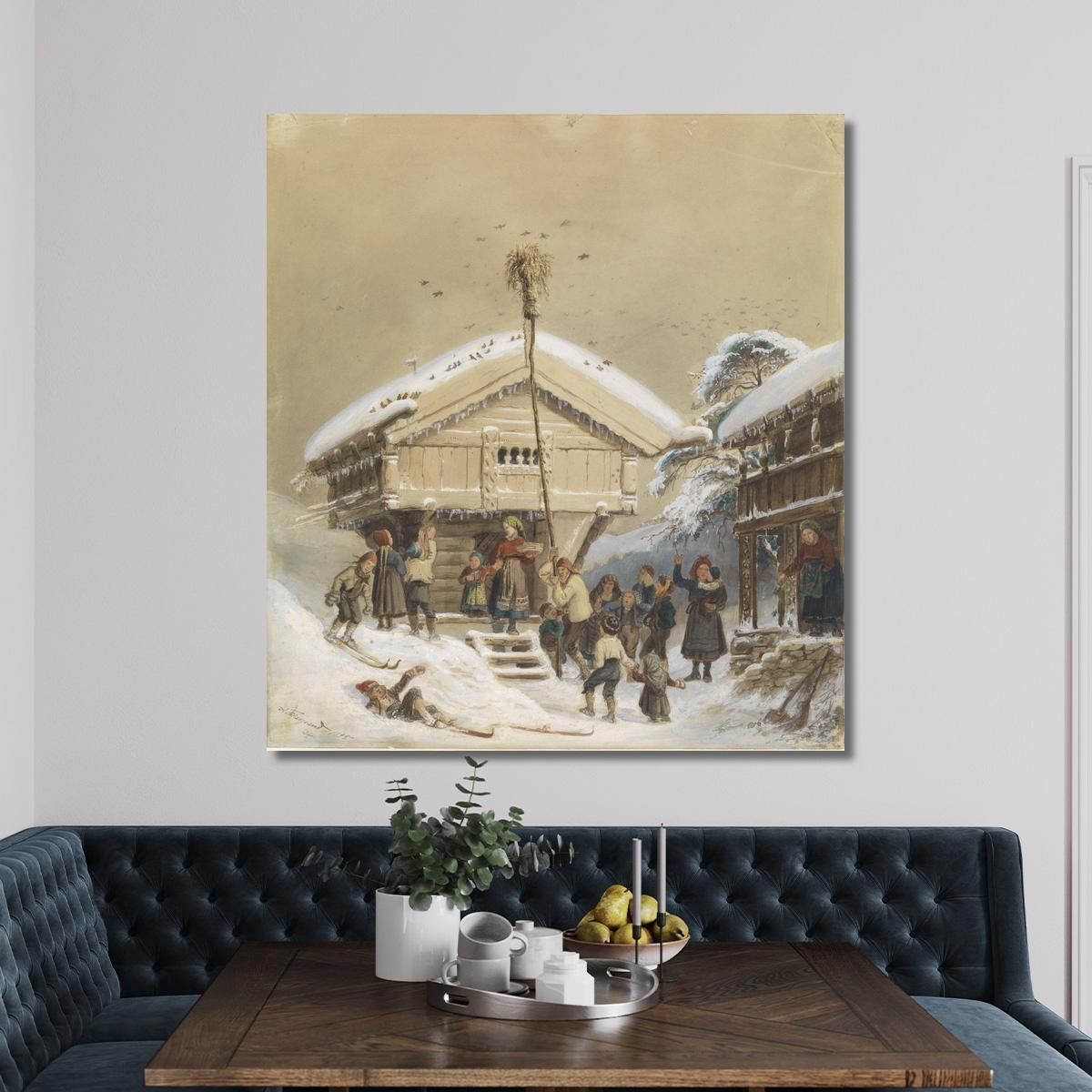 Norwegian Christmas Customs Adolph Tidemand atd44 canvas print 