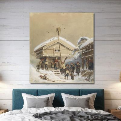 Norwegian Christmas Customs Adolph Tidemand atd44 canvas print 