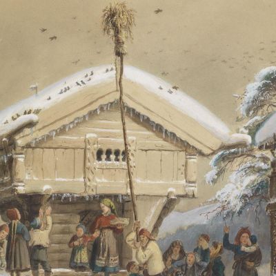 Norwegian Christmas Customs Adolph Tidemand atd44 canvas print