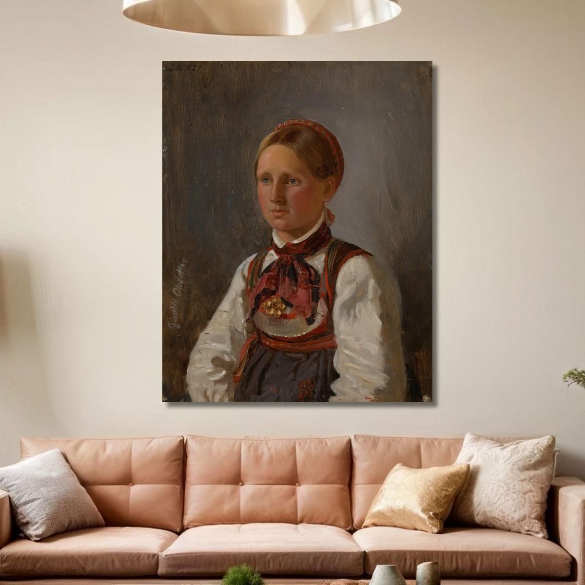 Portrait Of Gunild Olsdatter From Tinn Adolph Tidemand atd57 canvas print 