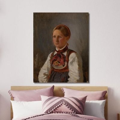 Portrait Of Gunild Olsdatter From Tinn Adolph Tidemand atd57 canvas print 