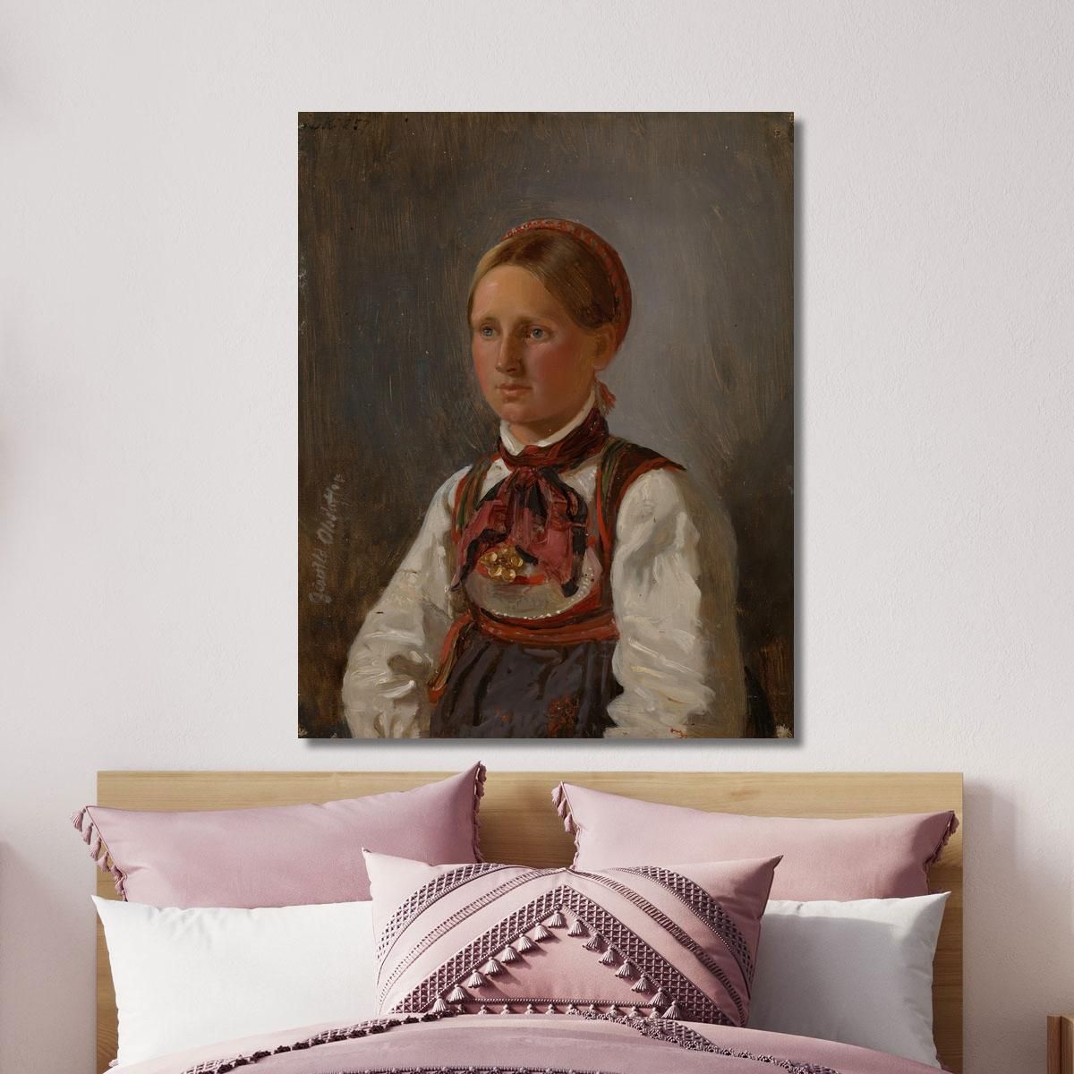 Portrait Of Gunild Olsdatter From Tinn Adolph Tidemand atd57 canvas print 