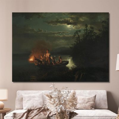 Spear Fishing On Lake Krøderen Adolph Tidemand atd74 canvas print 