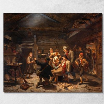 The Wounded Bear Hunter Adolph Tidemand atd85 canvas print 