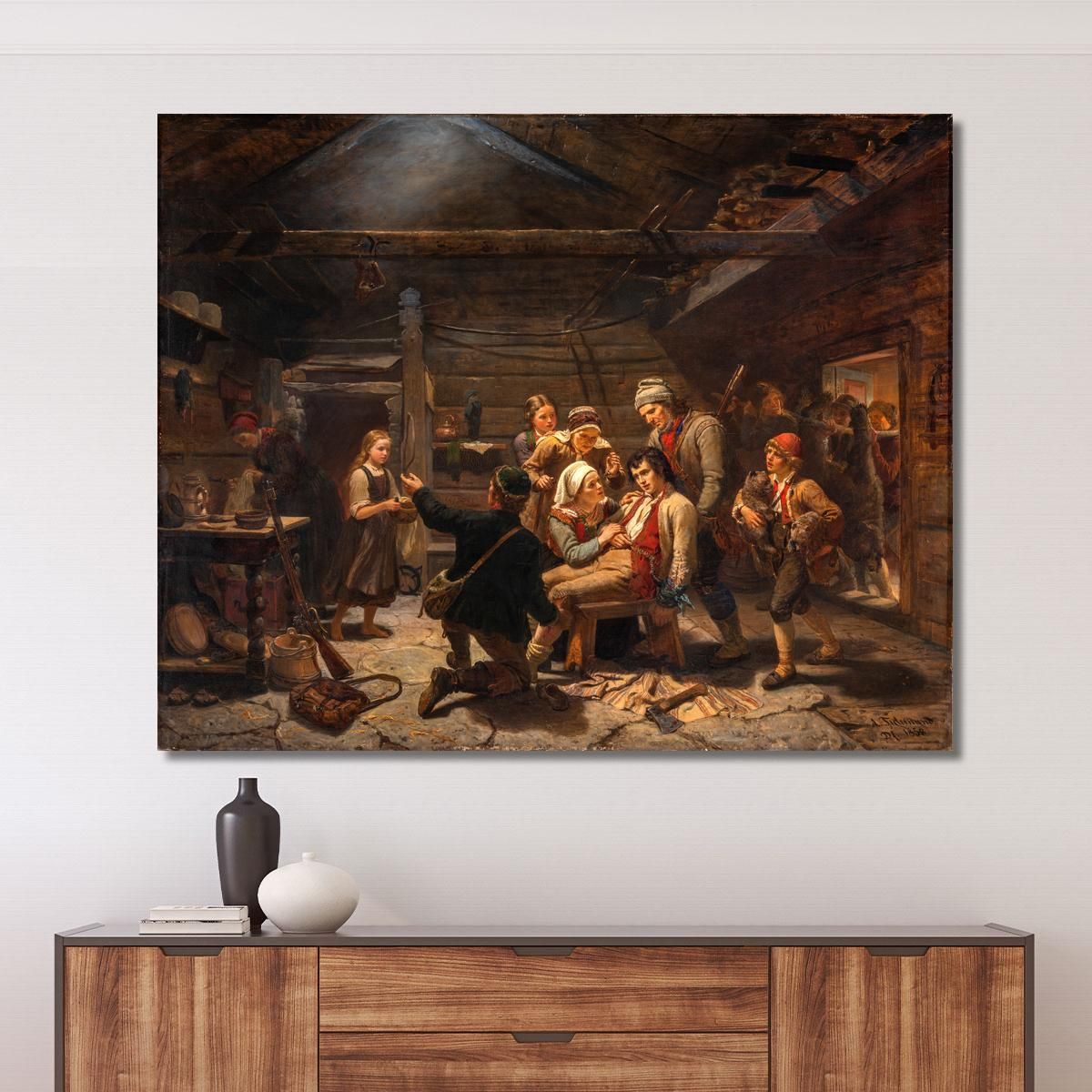 The Wounded Bear Hunter Adolph Tidemand atd85 canvas print 