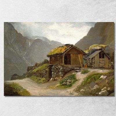 View From Gudvangen Adolph Tidemand atd88 canvas print 