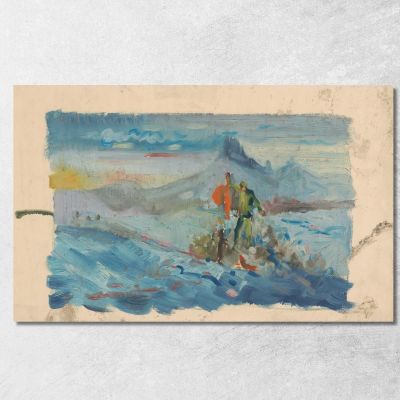 Hunters In A Landscape Arnold Peter Weisz-Kubínčan apw32 canvas print 