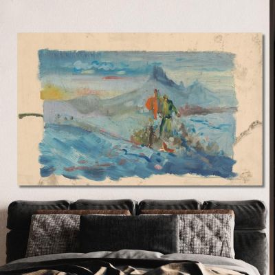 Hunters In A Landscape Arnold Peter Weisz-Kubínčan apw32 canvas print 