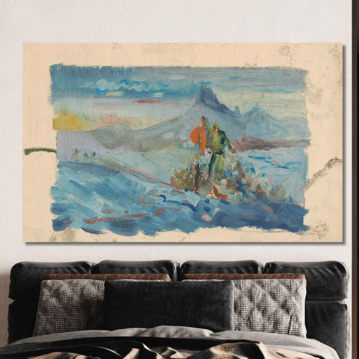 Hunters In A Landscape Arnold Peter Weisz-Kubínčan apw32 canvas print 
