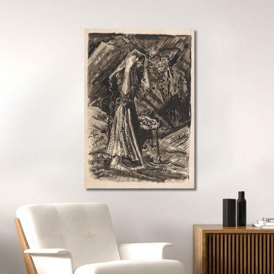 Standing Woman With A Bag Of Potatoes Arnold Peter Weisz-Kubínčan apw76 canvas print 