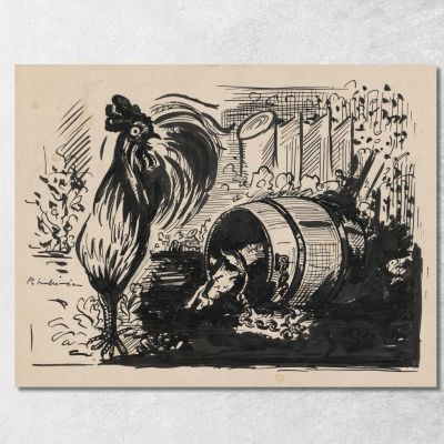 The Cock And The Dog Arnold Peter Weisz-Kubínčan apw83 canvas print 